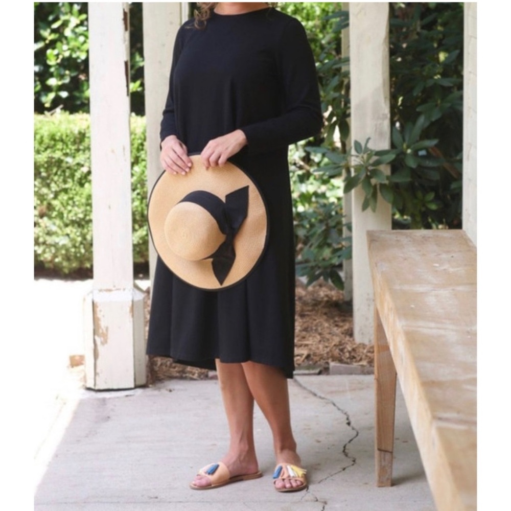 Dainty Jewells Black A-Line Midi Dress with Long Sleeves
